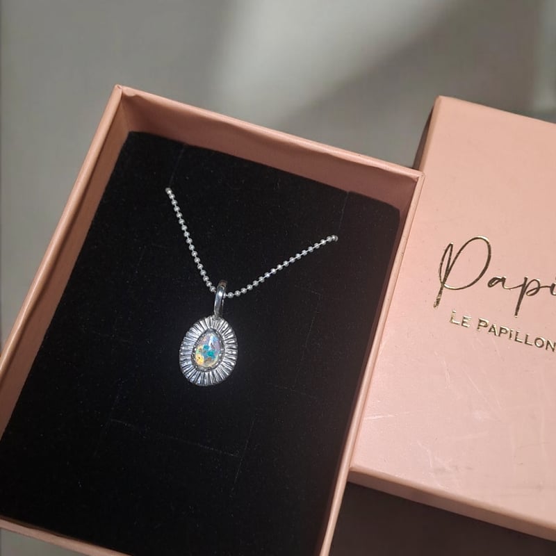 ⭐️オーダーお受付用　確認用生地一部 25⭐️ オーストリアオパール シルバーネックレス | Le Papillon Jewelry