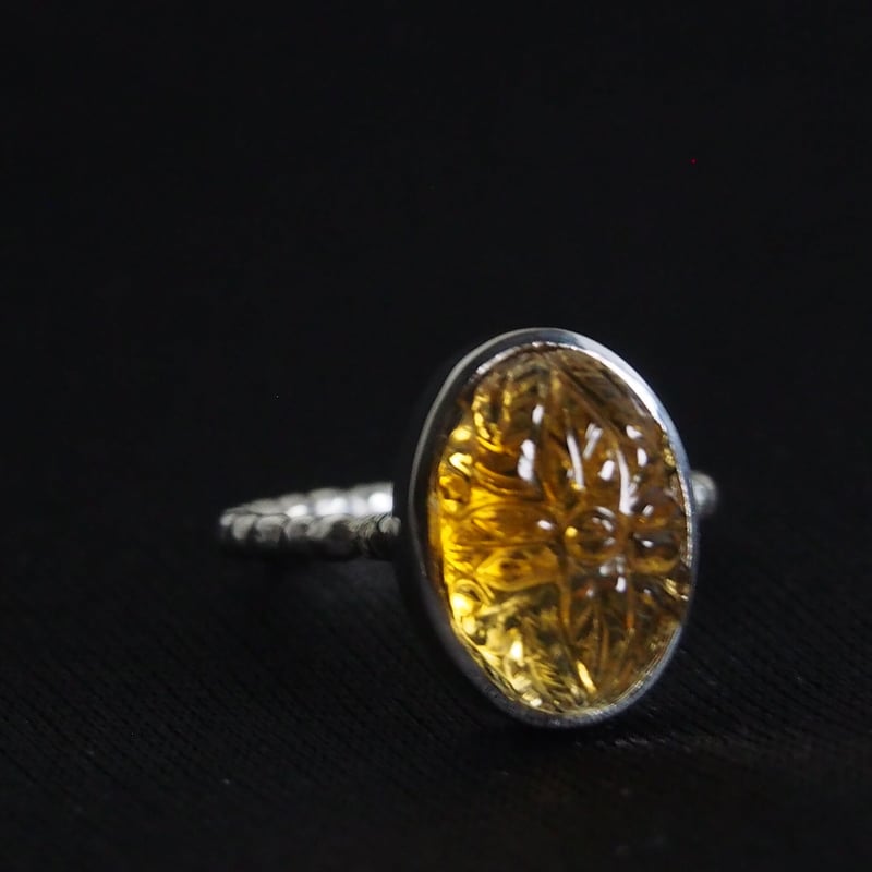12号AAAカービングシトリンSVリング | Le Papillon Jewelry