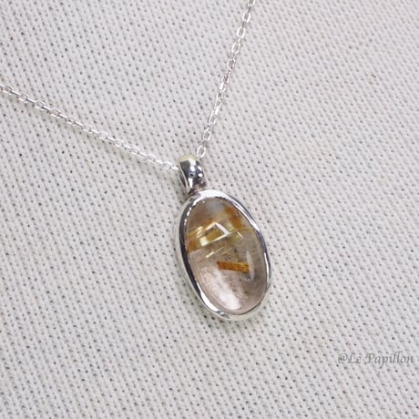 普段使いに！金線ルチルクォーツ❤︎シルバーネックレス