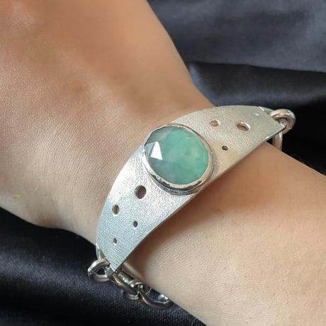 癒し色アクアプレーズ　シルバーバングルブレスレット