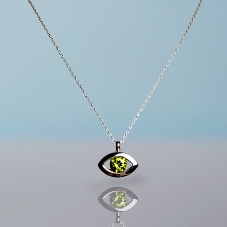 高品質ペリドット イーブルアイ シルバーネックレス