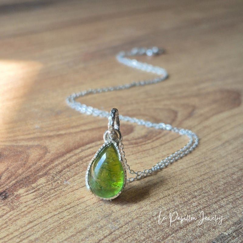 森の雫 グリーントルマリン シルバーネックレス | Le Papillon Jewelry