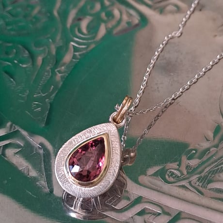 1.20ct 艶やかピンクトルマリン K18&シルバーネックレス