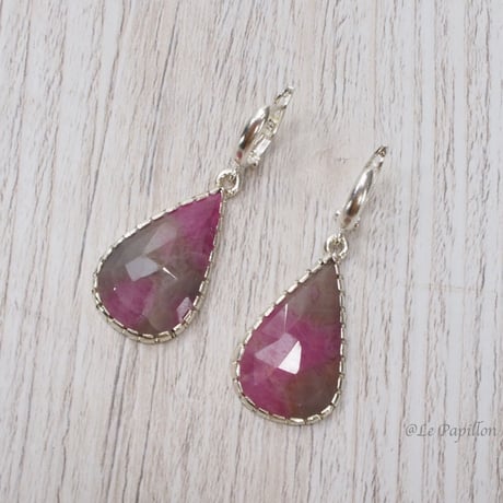 レア！大きめとても綺麗なルビーインフェルドスパー❤︎シルバーピアス