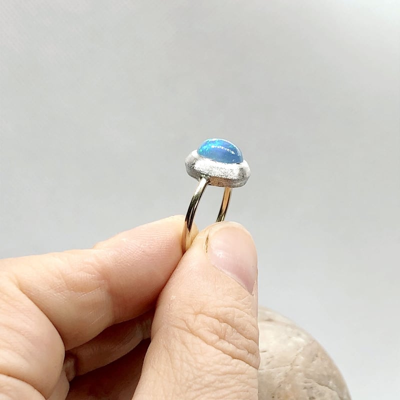 9号 青さ際立つウォーターオパール18K＆シルバーリング | Le