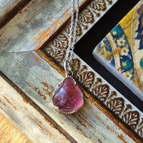 フェミニンなピンクトルマリン　トルマリン シルバーネックレス