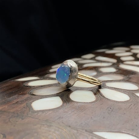 9号　青さ際立つウォーターオパール18K＆シルバーリング