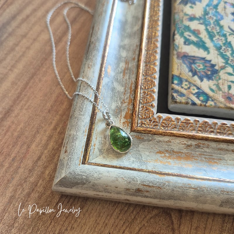 森の雫 グリーントルマリン シルバーネックレス | Le Papillon Jewelry