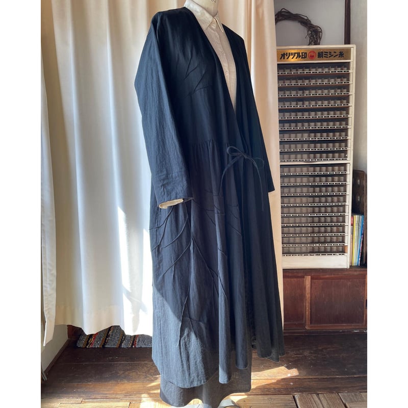 ピンタックアート】カシュクールワンピース ブラック | 福月洋装店
