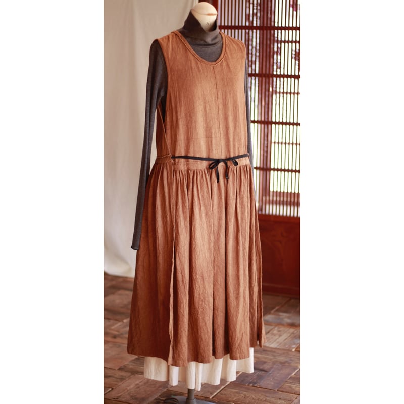 3wayカバーワンピース 柿渋染 Mサイズ | 福月洋装店