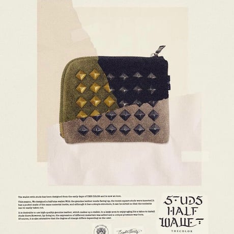 「THE UNION」 THE COLOR / STUDS HARF WALLET / color - BLACK