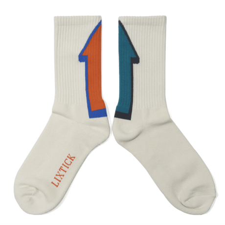 LIXTICK ARROW SOCKS 2PACK - TYPE B (Cream x Orange / Cream x Green)