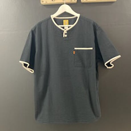 「THE UNION」THE BLUEST / HENLY NECK S/S SHIRTS / color - BLACK