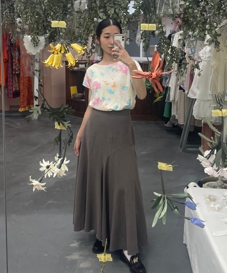 dark gray flared skirt