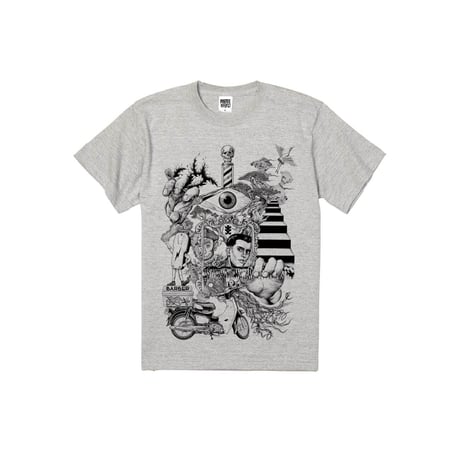 【BARBER KARO×Akihiro NiSHi】 コラボTシャツ(MIX GRAY) ※ビッグシルエット