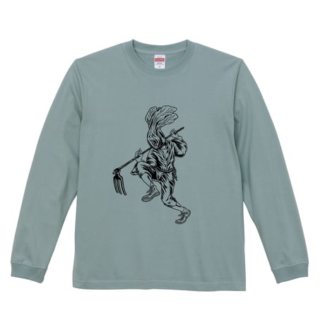 【HallysOrganicFarm(まるはり農園)】 チンゲンサイの珍さん LONG SLEEVE TEE (SMOKEY GREEN)