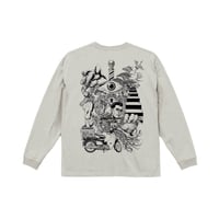 【BARBER KARO×Akihiro NiSHi】 コラボロングスリーブTシャツ(淡いGRAY) ※ビッグシルエット