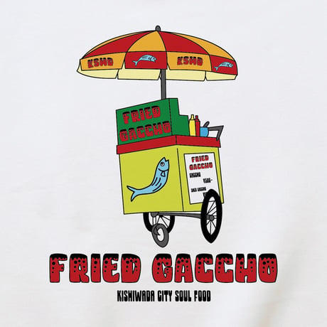 【KISHIWADA CITY】FRIED  GACCHO BIG silhouette CREWNECK SWEAT (WHITE)