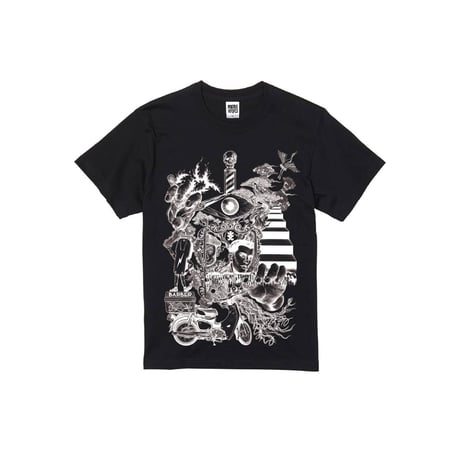 【BARBER KARO×Akihiro NiSHi】 コラボTシャツ(BLACK) ※ビッグシルエット