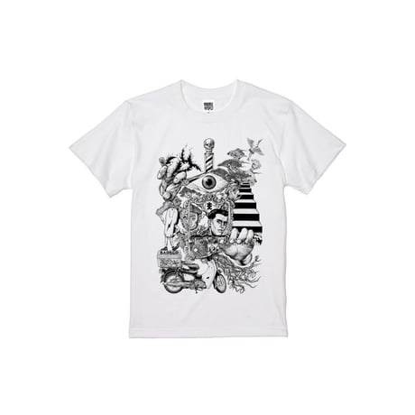 【BARBER KARO×Akihiro NiSHi】 Tシャツ(WHITE) ※ビッグシルエット
