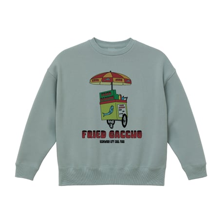 【KISHIWADA CITY】FRIED  GACCHO BIG silhouette CREWNECK SWEAT (SMOKEY GREEN)