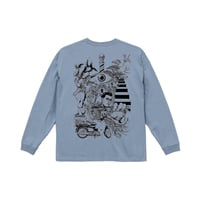 【BARBER KARO×Akihiro NiSHi】 コラボロングスリーブTシャツ(ACID BLUE) ※ビッグシルエット
