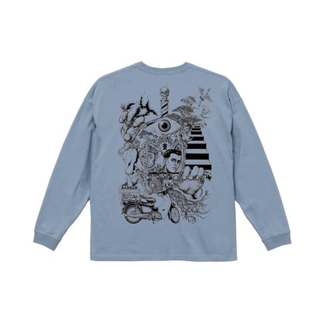 【BARBER KARO×Akihiro NiSHi】 コラボロングスリーブTシャツ(ACID BLUE) ※ビッグシルエット