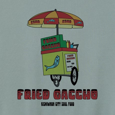 【KISHIWADA CITY】FRIED  GACCHO BIG silhouette CREWNECK SWEAT (SMOKEY GREEN)