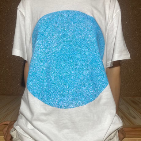 【スドウ図画工作/スドウPユウジ】粒画 TEE(ホワイト/蛍光ブルー)