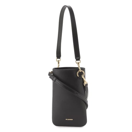 新品 jilsander logo leather shoulder bag black