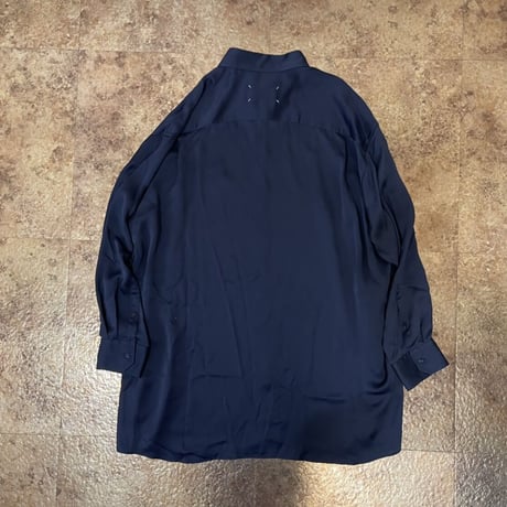 新品 maison margiela 2021ss over size silk long shirt black 36