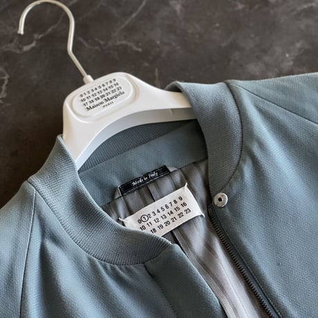 maison margiela zip up long coat blue
