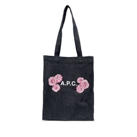 新品 apc denim tote bag "flower design"