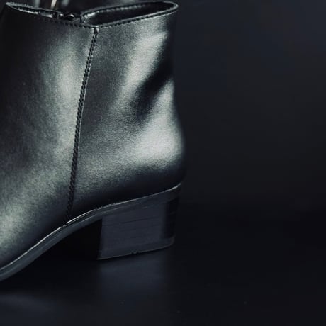【factory sample】side zip leather heel boots 26.5-27