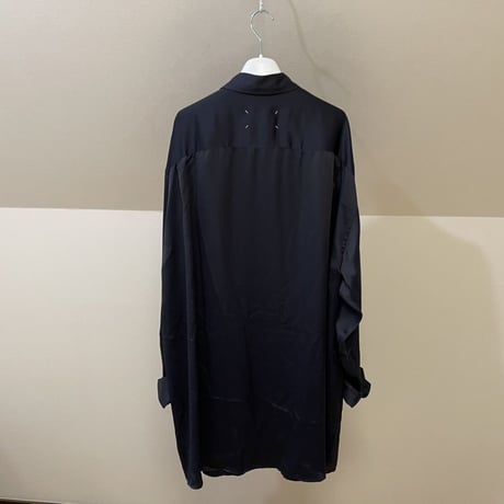 新品 maison margiela 2021ss over size silk long shirt black 36