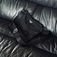prada nylon logo shoulder bag black #1