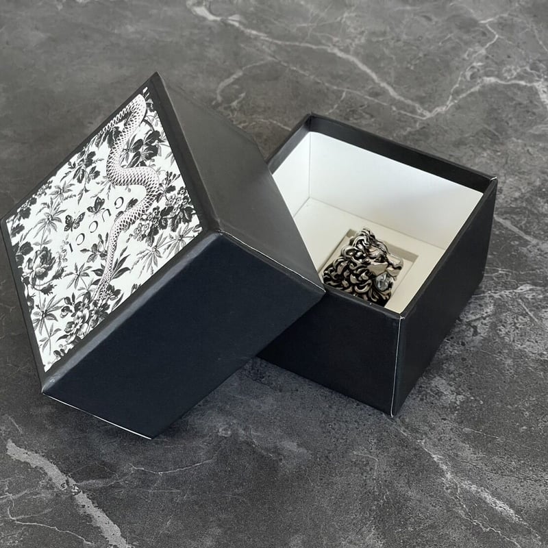 gucci lion hed crystal silver ring 16号 | requality