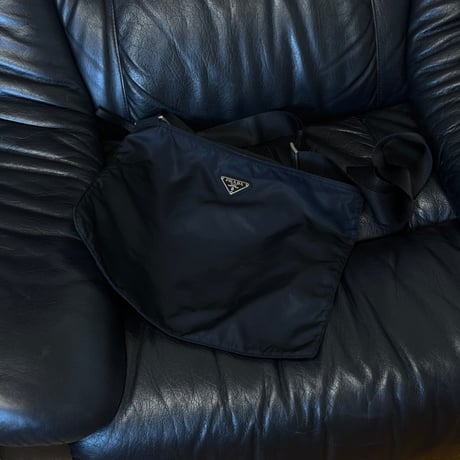 prada nylon logo shoulder bag black A