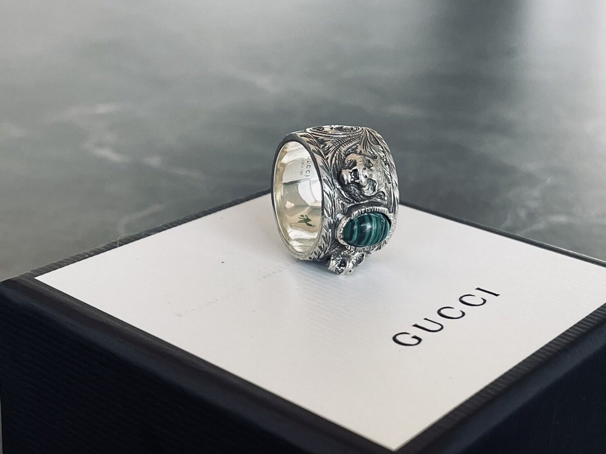 gucci 2023ss interlocking cat head silver ring