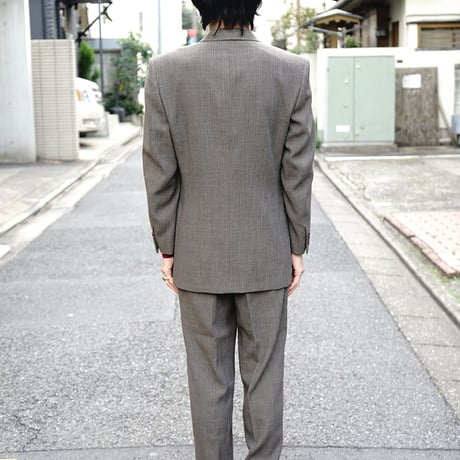 80-90s vintage herringbone double set up suit