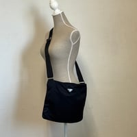 prada nylon logo shoulder bag black A