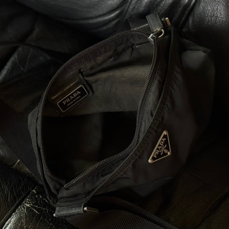 prada nylon logo shoulder bag black #6