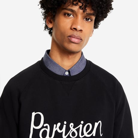 新品 maison kitsune logo sweat black L