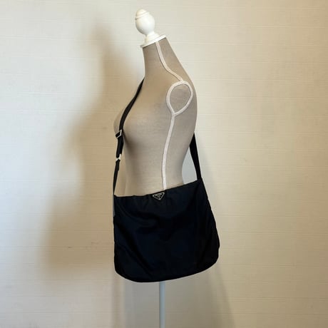 prada nylon logo shoulder bag black D