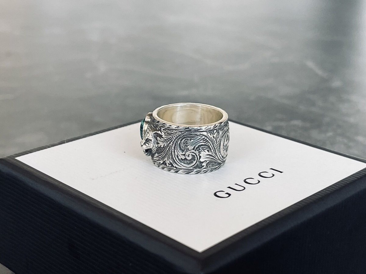gucci 2023ss interlocking cat head silver ring