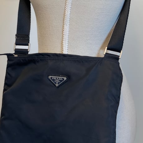 prada nylon logo shoulder bag black D