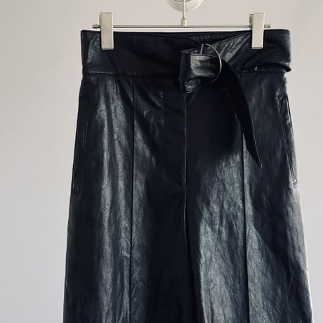 twinset 2023ss pvc leather wide tack pants 42
