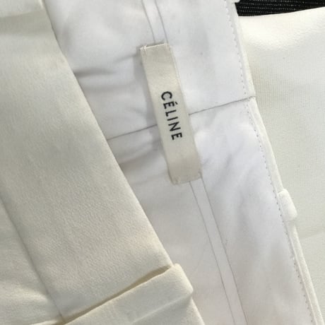 celine silk trousers white
