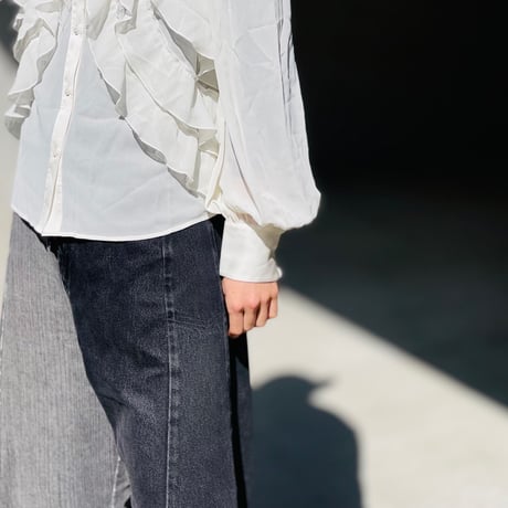 新品 high 2021ss frill shirt white 46