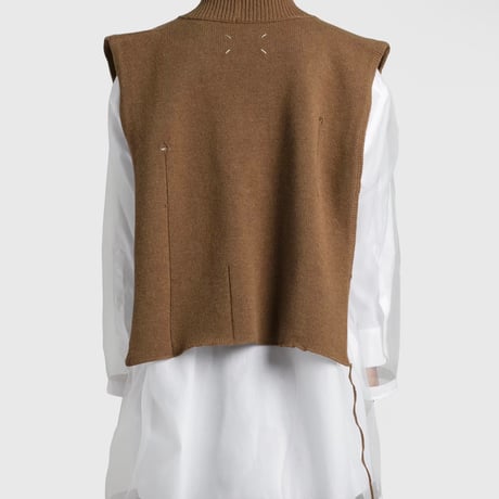 新品 maison margiela destroy knit vest brown